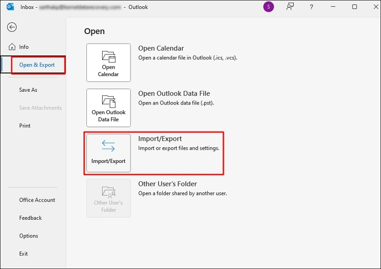 Click Import/Export option