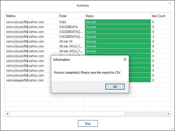 Process of Backup Yahoo Mail end successfully