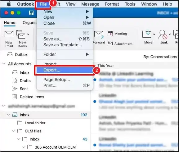 Go to file and click on export
