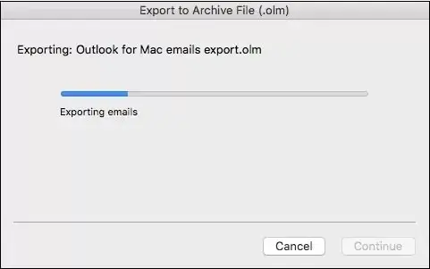 The email export process will start