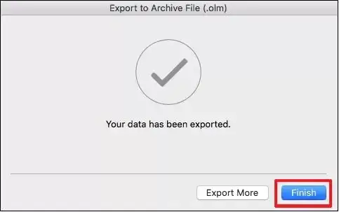 Click finish button after export is finished