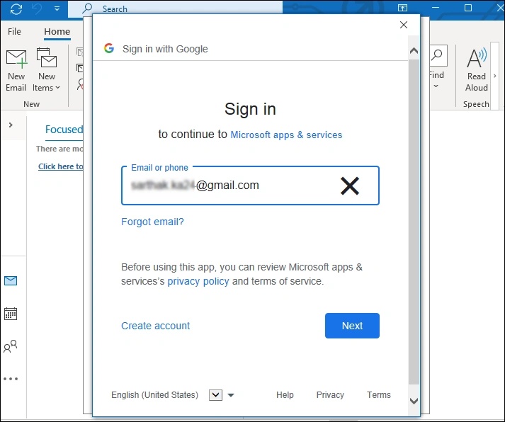 Enter your Google Workspace email account 