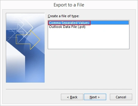 Select Export to a file 