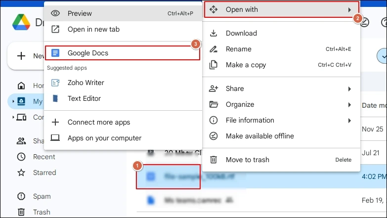 open with google docs