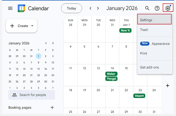 Select the Settings option