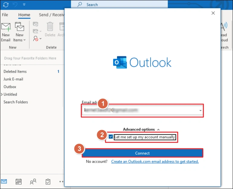 Set up my account manually