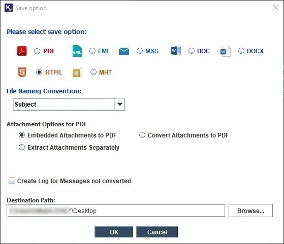 Choose the output format as HTML