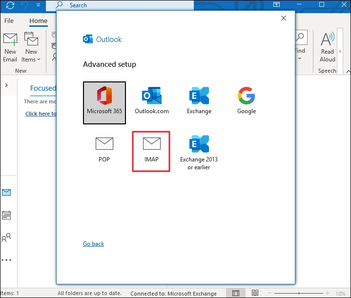 Click on IMAP option