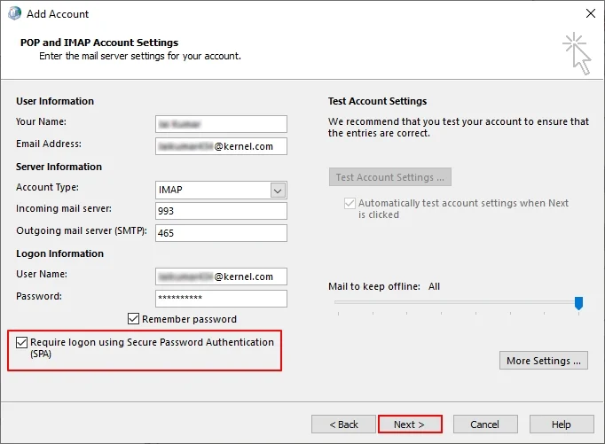 Configure IMAP settings