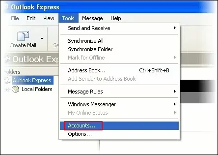 Select accounts in Outlook Express