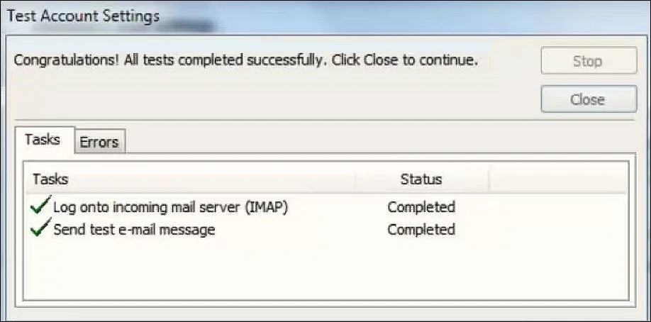 Test account settings