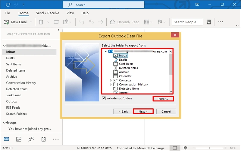 Choose folder to export