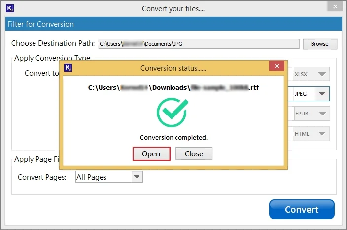 conversion completes