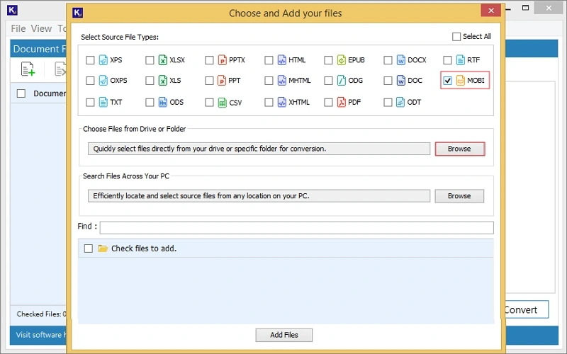 select mobi as file type