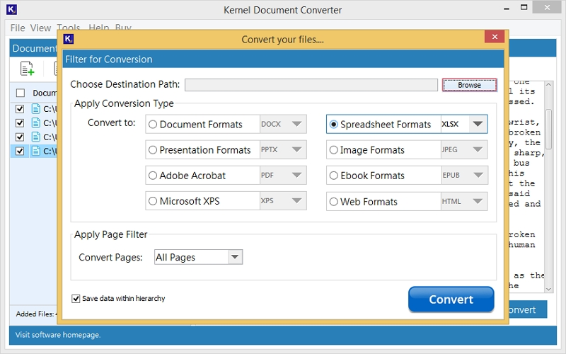 tap browse for saving location
