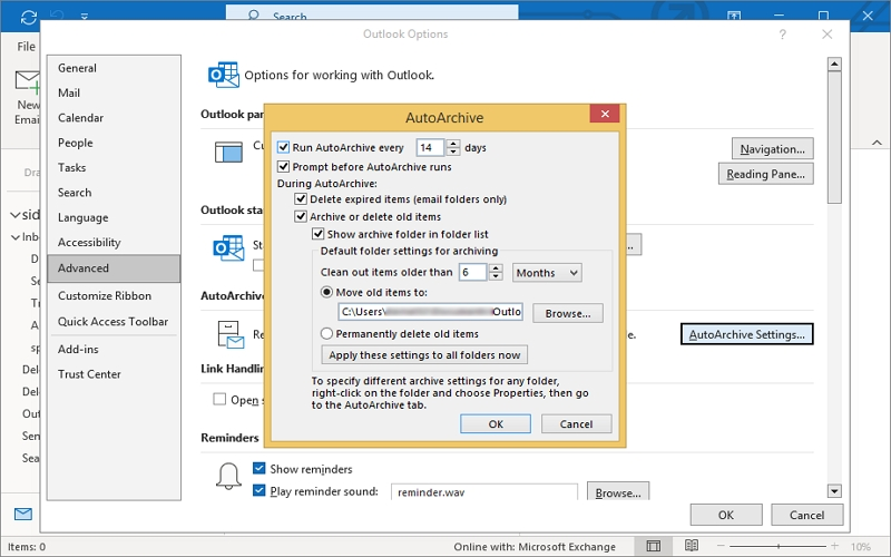 move old emails to pst