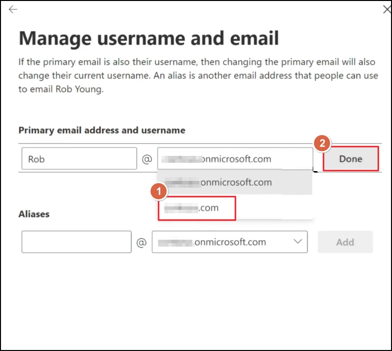 Select the new domain and click Done
