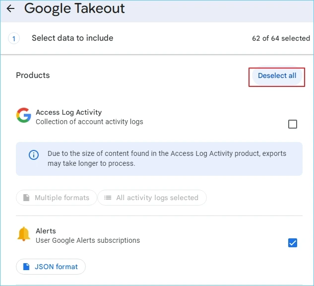 Tap on Deselect all to unselect all the selected components