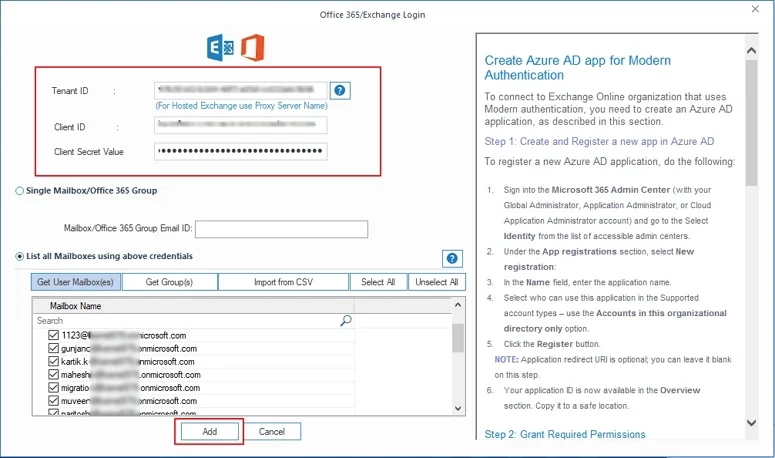 Enter Office 365 details