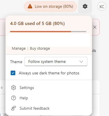 click on the OneDrive Settings