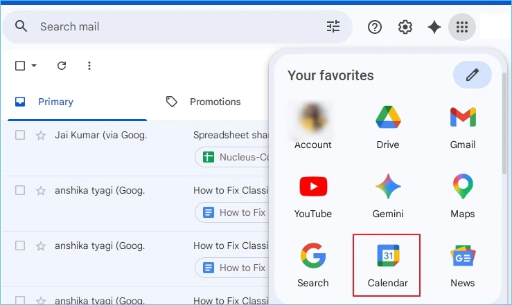 Open Google Calendar