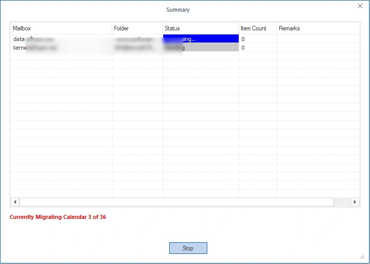 Tool will start taking the backup of your calendar