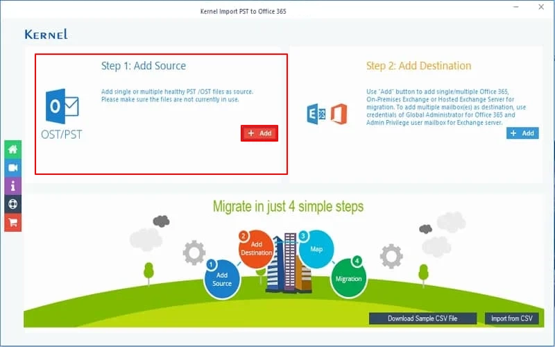 click on Add to sync PST files