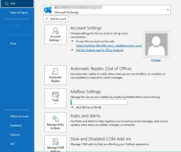 Go to File tab and click Add Account