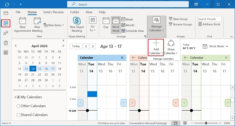 Click on Calendar and then Add Calendar