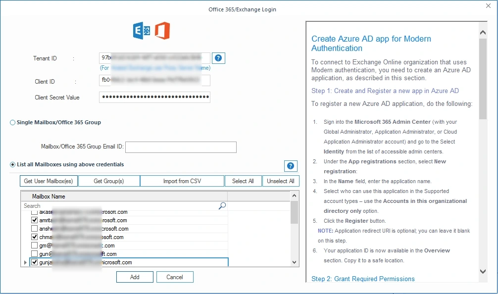 tap on Get User Mailbox
