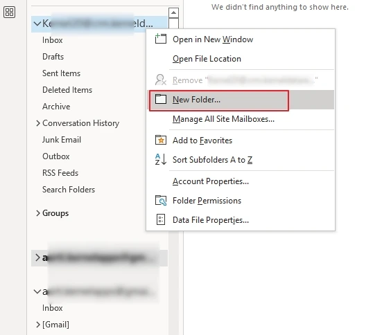 create a new mailbox folder
