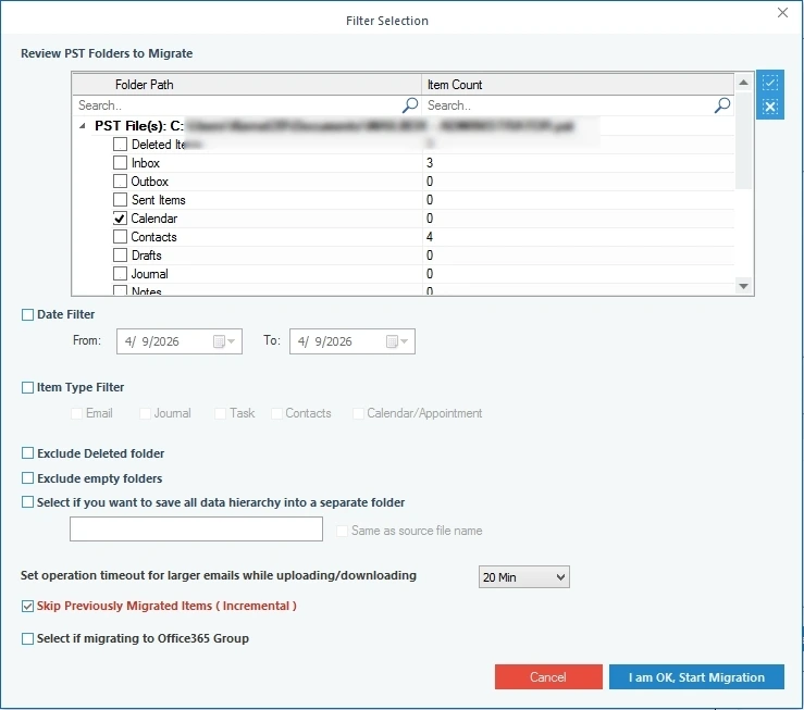 Tap I am OK Start Migration