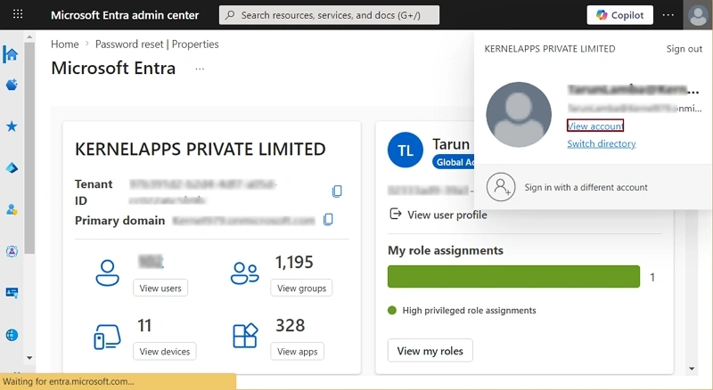 Click on Profile icon and then View Account