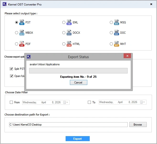 ost to pst conversion begins