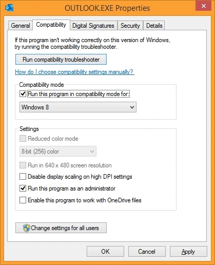 Run this program in compatibility mode for