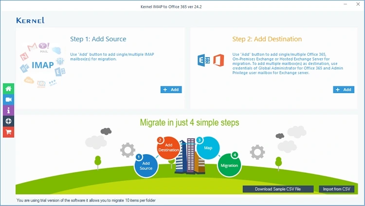 Launch IMAP to Office 365 migration tool