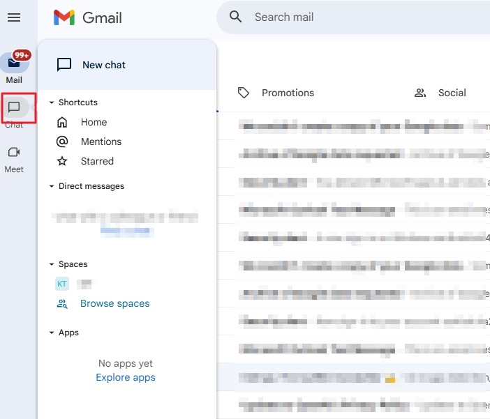 Open Gmail and click on the Google Chat icon