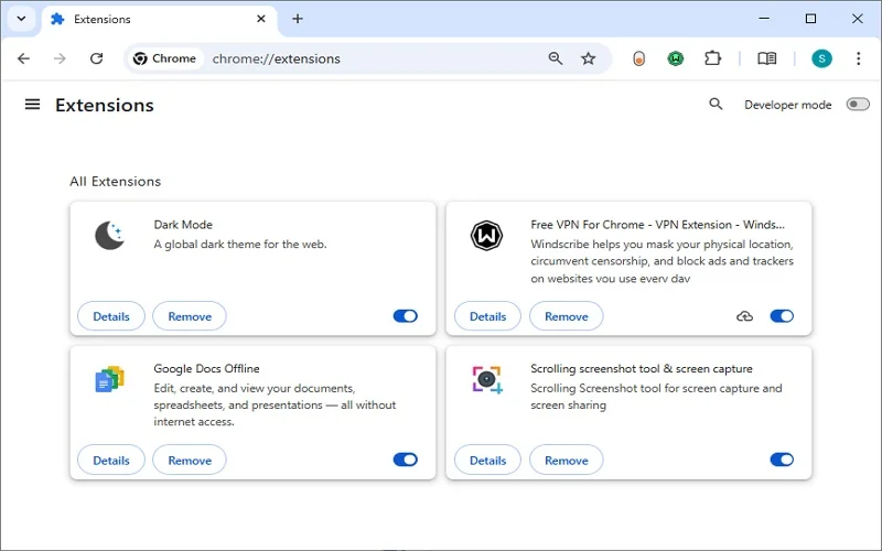 Disble Chrome add-ins