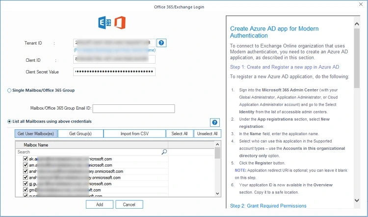 Enter the credentials of the Office 365 account