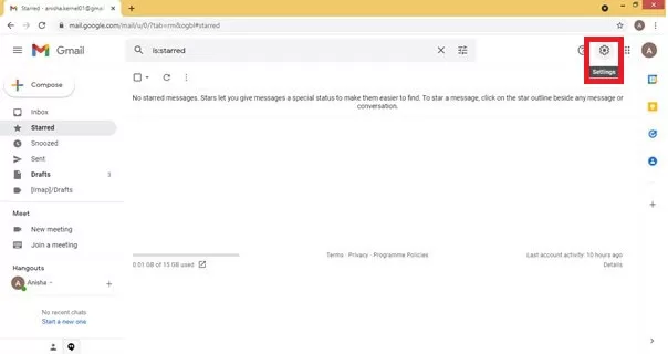 Gmail account settings