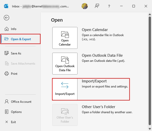 click on Import/Export option