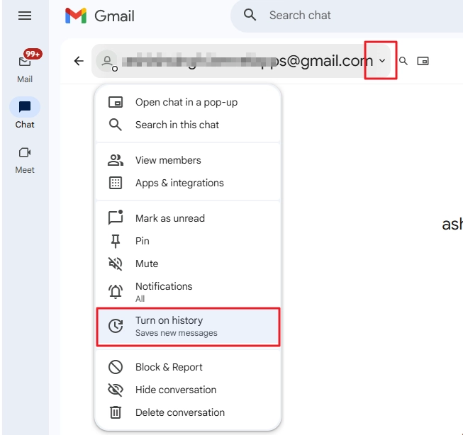 Turn on history option