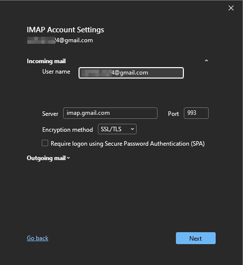Verify IMAP settings