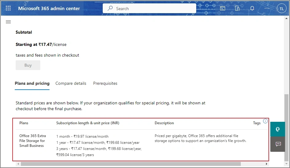Office 365 extra file storage add-on price