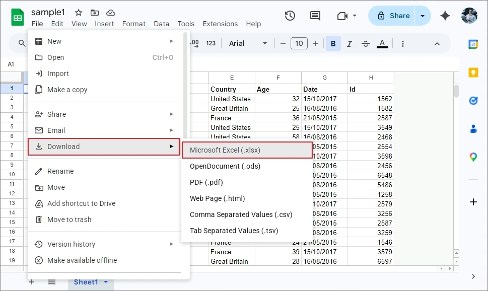 using google sheets