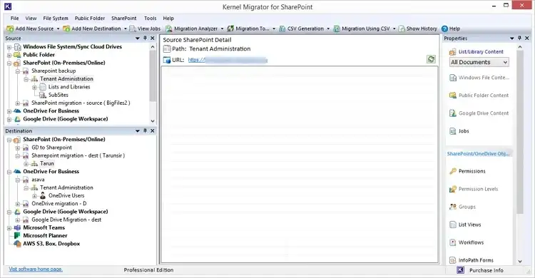 Expand the project name in the source to see the hierarchical structure of the site.
