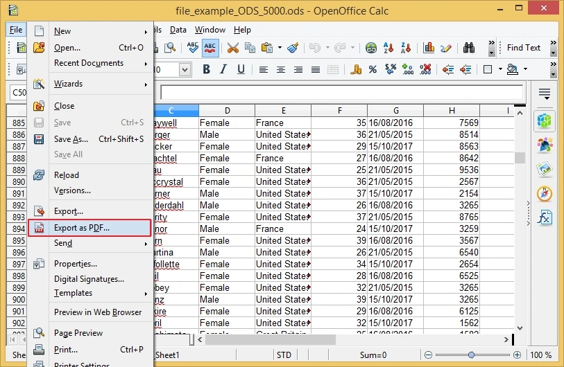 export as