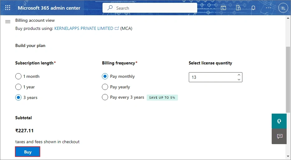 Enter the license quantity