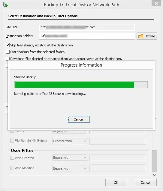 Checkout the real time progress of the SharePoint Online backup 