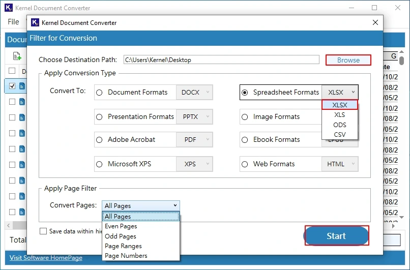 choose saving file xlsx filters